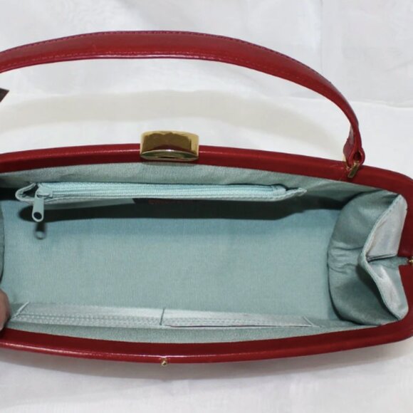 Vintage Hobo International Cherry Red Leather Top Handle Purse NWT - Picture 2 of 3